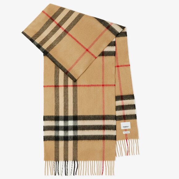 Burberry Check cashmere scarf Archive Beige Excellent Condition - Picture 1 of 5